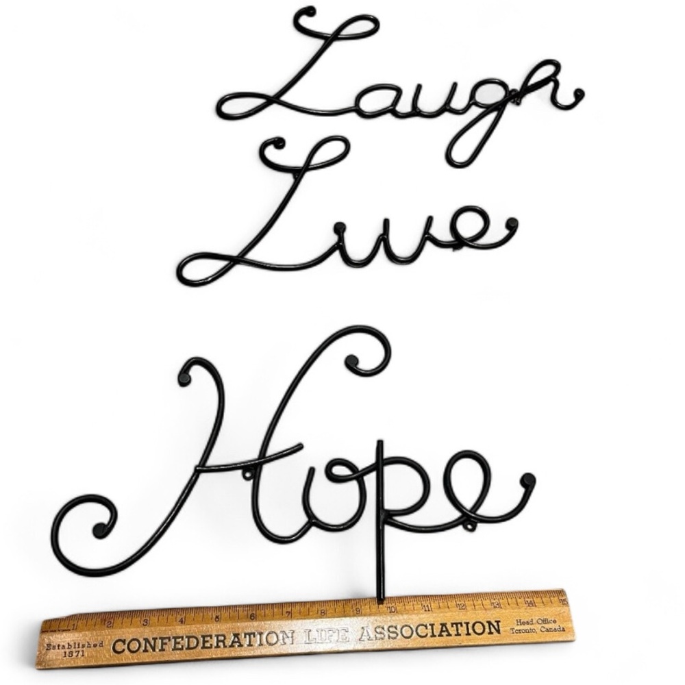 Metal Words in Cursive Live Laugh Hope 6" High Christmas Home Decor